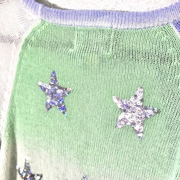 Wildfox Star Gazer Sweater Sequin Stars Pastel Ombre S Dreamy Pastel - Picture 4 of 10